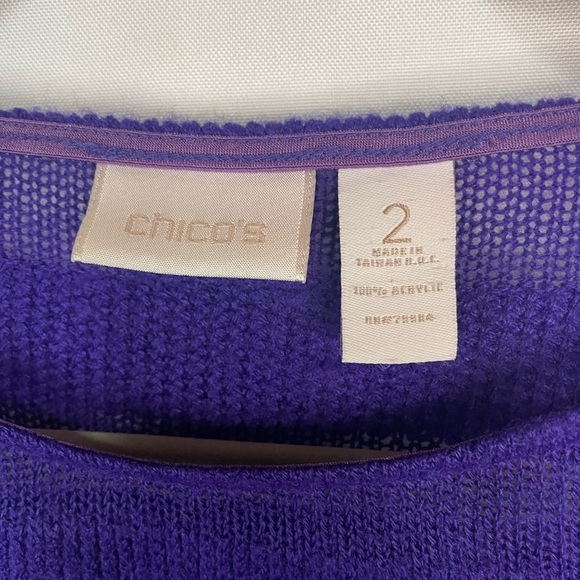 Chicos bright purple crew neck sweater. This has a great texture! - Picture 3 of 3
